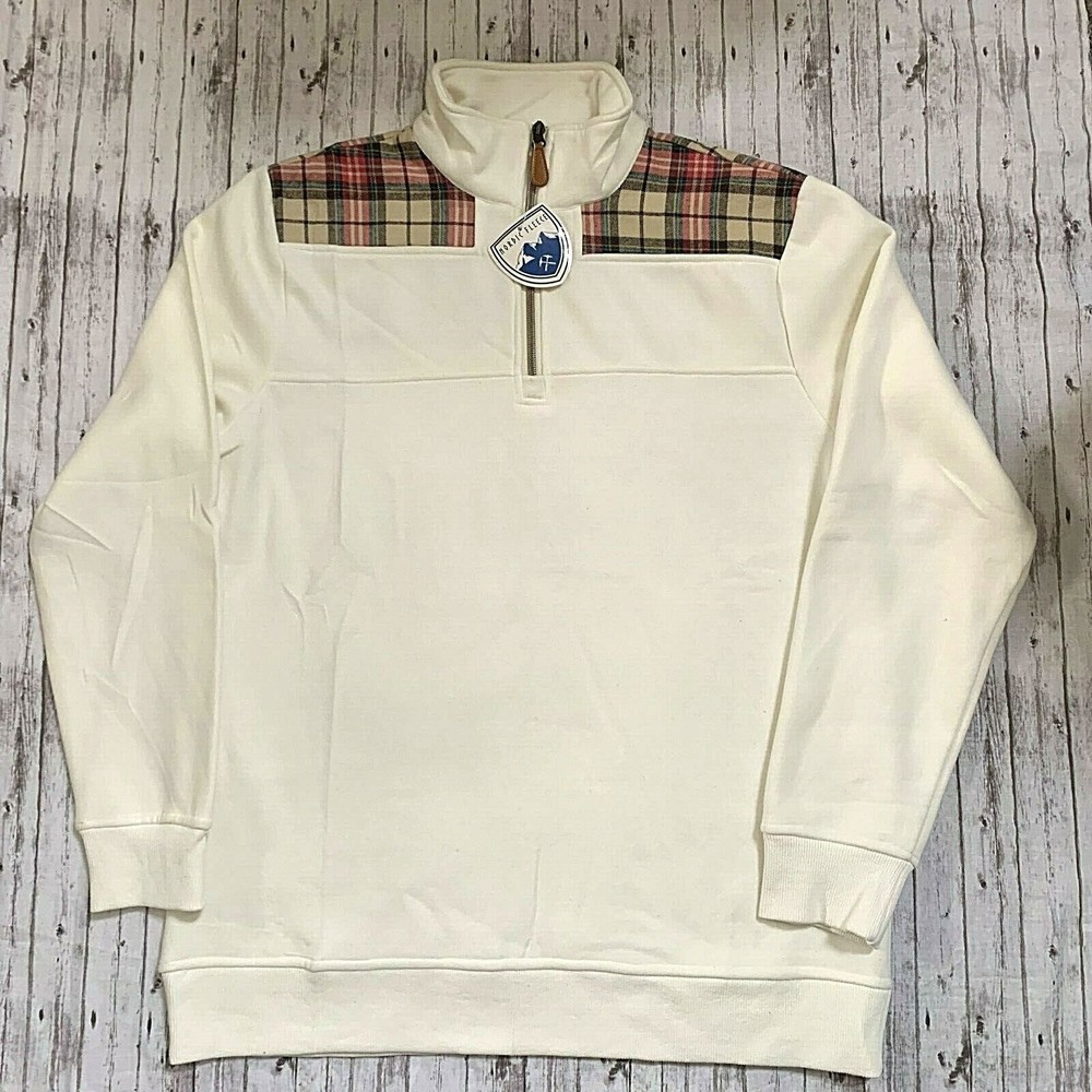 NWT Nordic Fleece Collection Womens The Uppsala Pullover Off White Plaid Size M